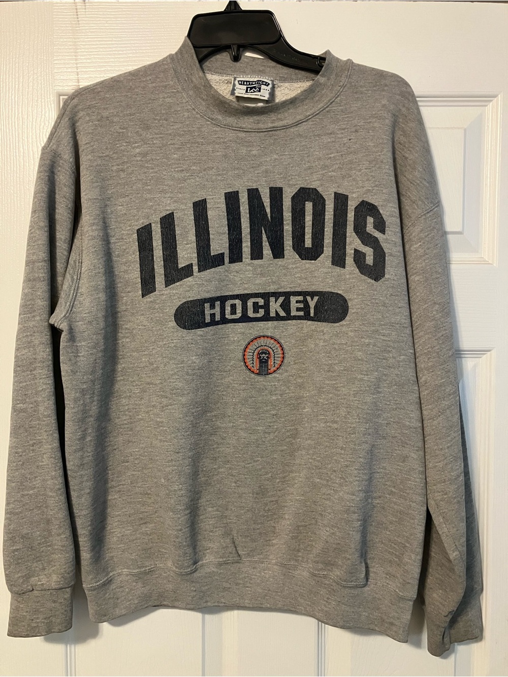Vintage Illinois Fightin’ Illini Hockey Lee Sports Gray Crewneck Sweatshirt Sz M